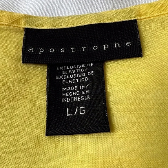 Apostrophe Yellow 100% Cotton light weight blouse in size Large - Picture 7 of 7